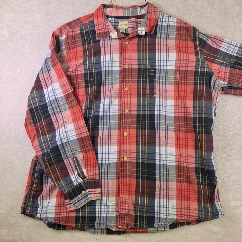 GH Bass & Co Mens XXL Plaid Button Down Shirt Cotton Long Sleeve Multi-Color